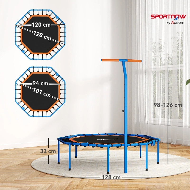 Trampolino fitness pieghevole con maniglione regolabile in plastica nera per allenamento in casa 128 × 120 × 98 cm