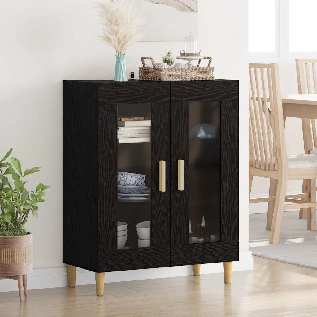 Credenza | Madia | Buffet da pranzo | Armadio da pranzo Rovere Nero 69,5 x 34 x 90 cm Legno multistrato