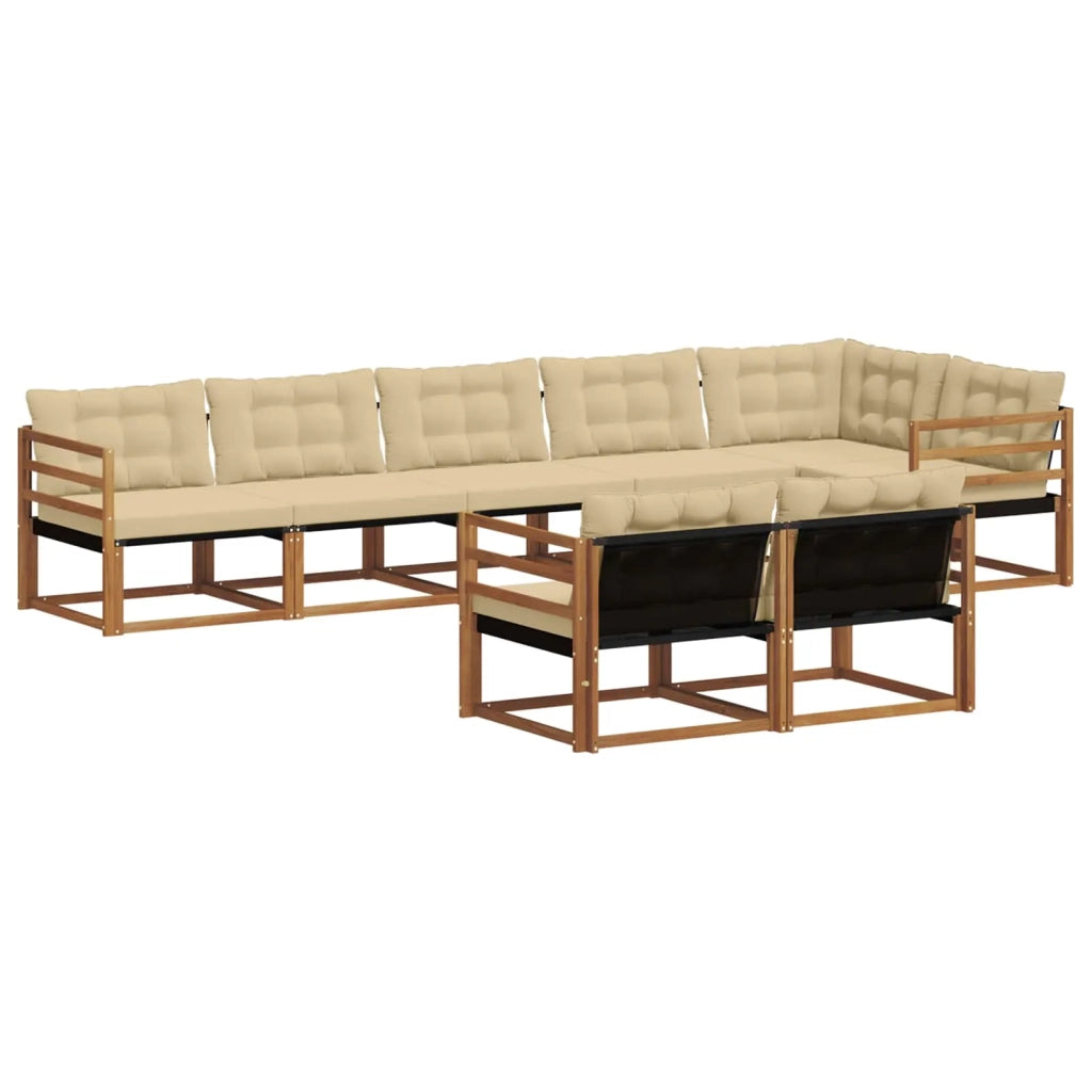 Set di divani da esterno con cuscino 8 pcs Naturale e Beige 3369568