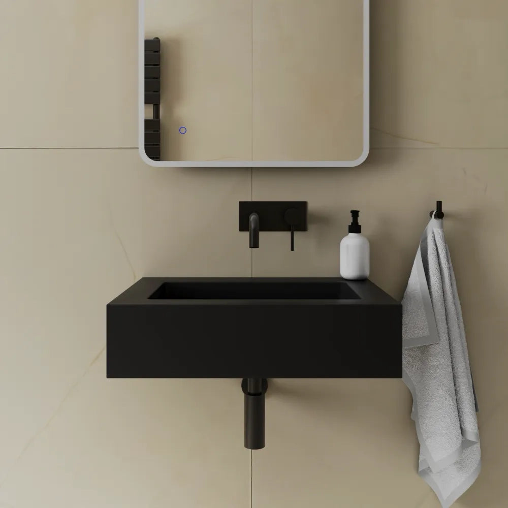 Lavabo sospeso in marmoresina 70cm nero opaco | Koro