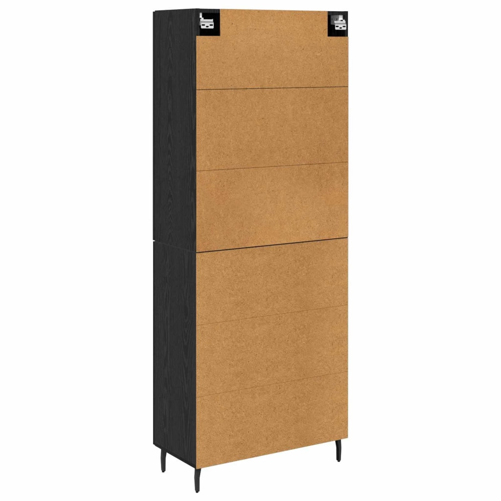 Credenza 2 pz | Madia | Buffet da pranzo | Armadio da pranzo Rovere nero Legno Stratificato e Vetro