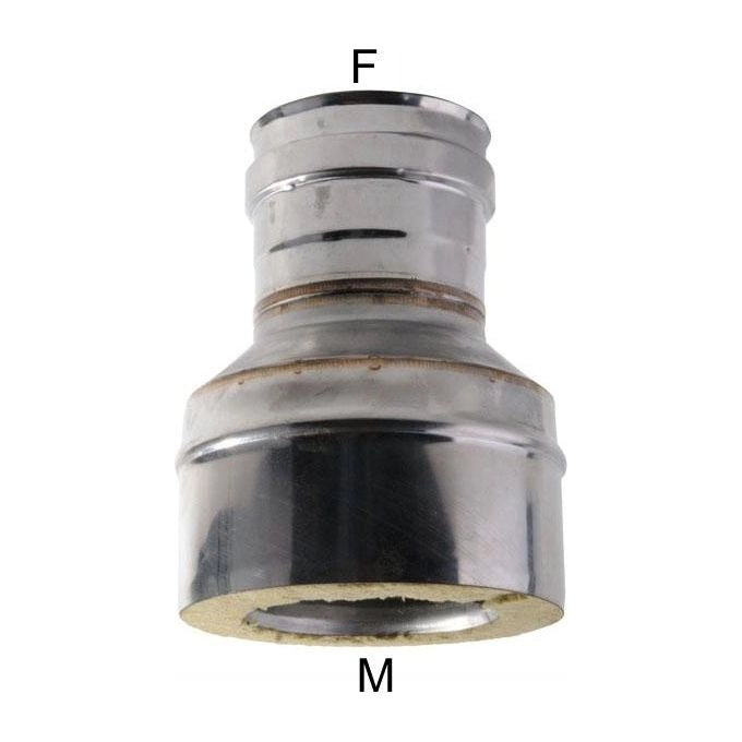 MARAL MP12F-DP13-18 Adattatore Inox Doppia Parete Parete Interna AISI 316L-V2 Parete Esterna AISI 304 Isolamento in Lana di Roccia 25 mm colore Acciaio