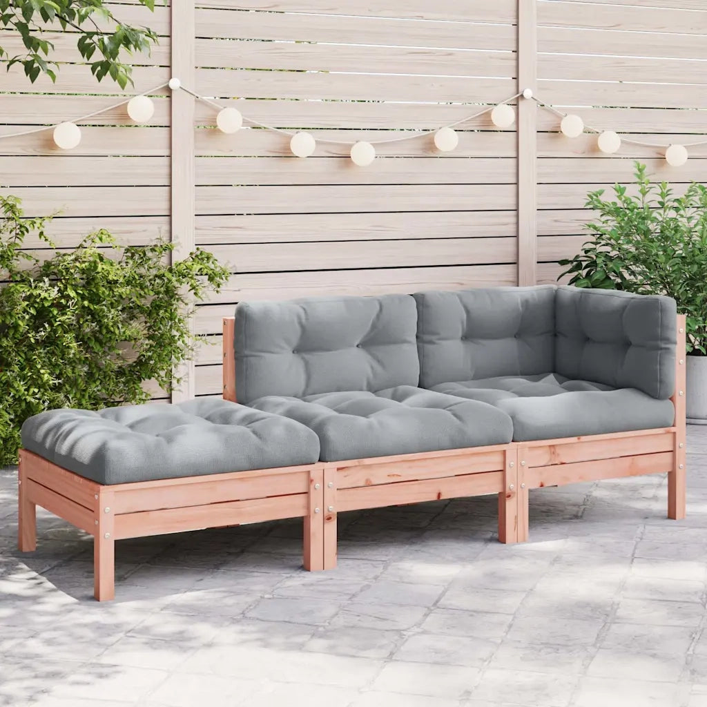 Divano da Giardino con Cuscini e Poggiapiedi 3 Posti