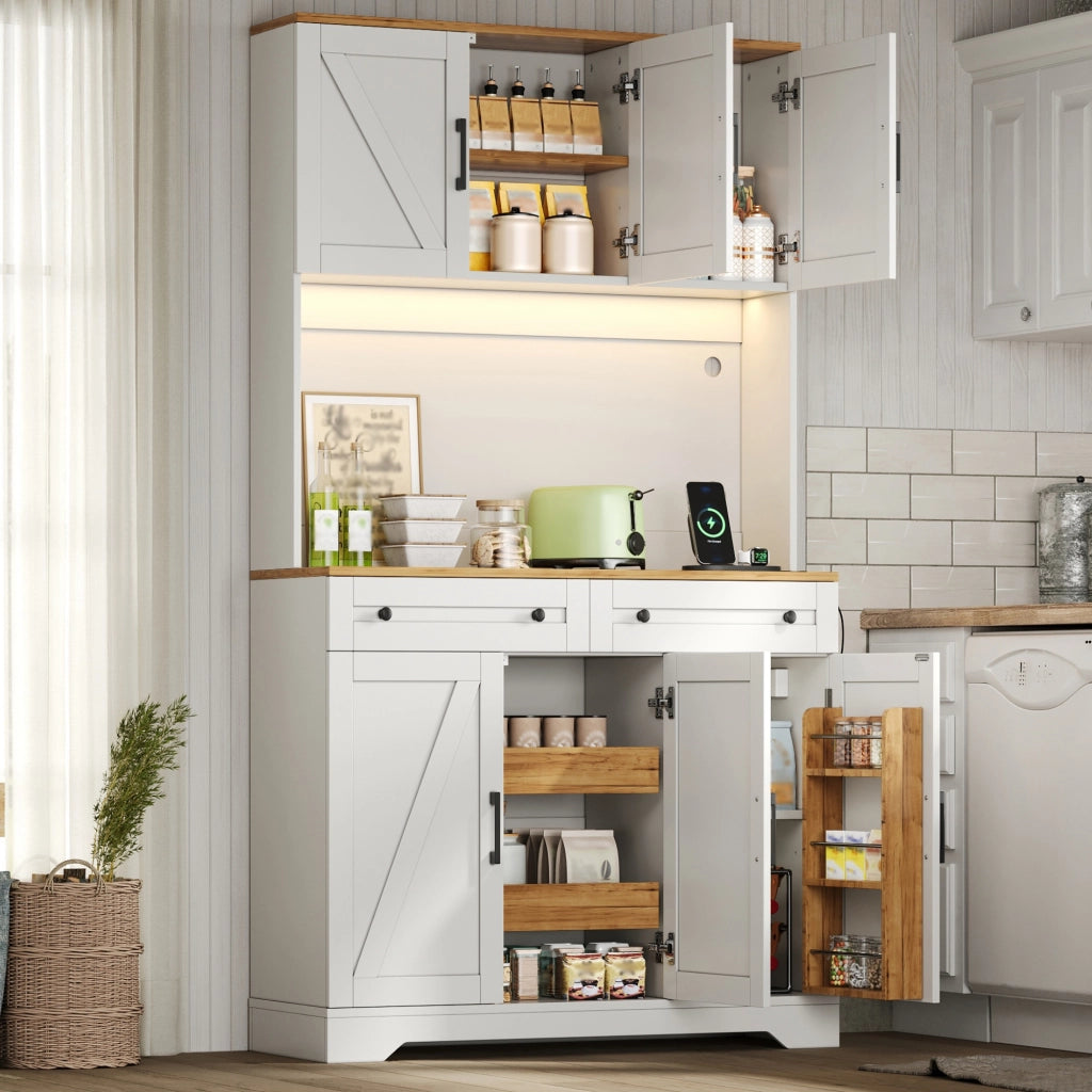 Dispensa da cucina con 2 cassetti; LED RGB e prese - per cucina - 100×40×180 cm