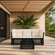Set Divano da Giardino 4 pz Nero polyrattan 3434125