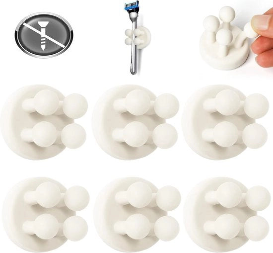 Set di 6 chiodi di silicone per parete - Ospita spazzola da denti e spazzola - Senza perforazione - Organizzatore di cavi idrofugo