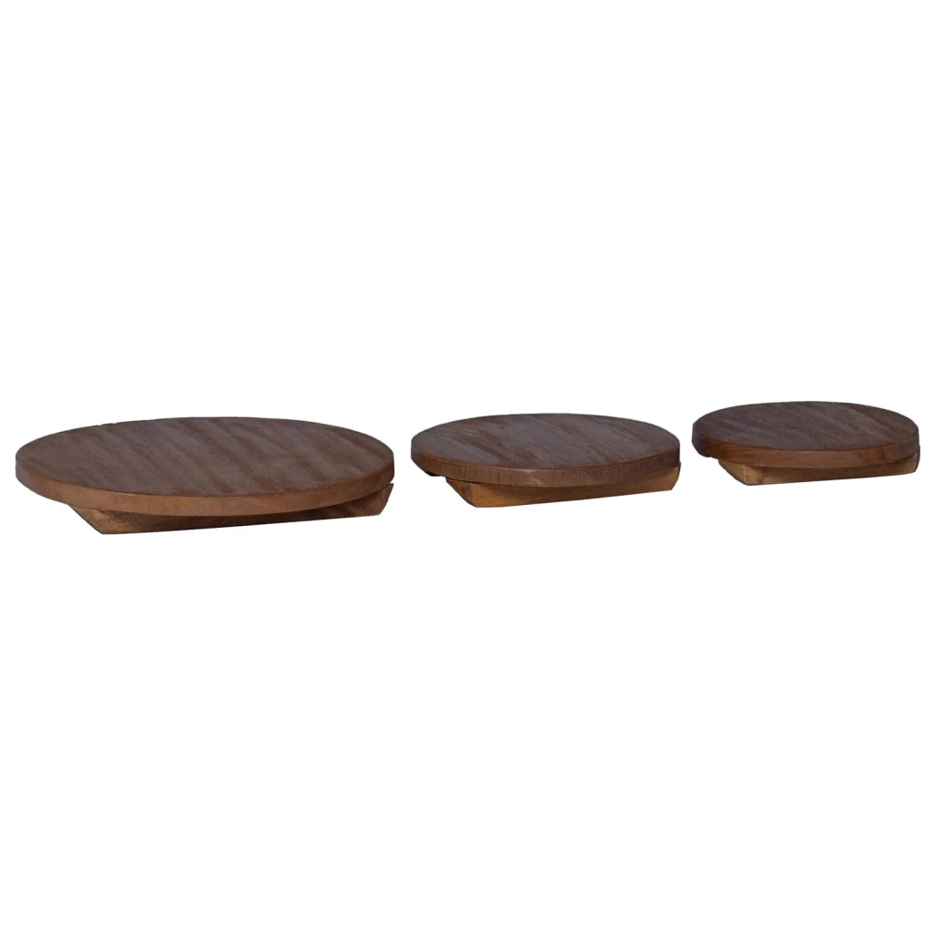 Set di 3 sgabelli per piante rustici da esterno 29 x 29 x 3,5 cm in legno di mogano marrone 02_0058962