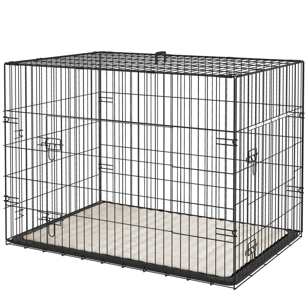 Gabbia pieghevole per cani con maniglie e cuscino ¨C Xylo ¨C 90x57,5x62 cm nero