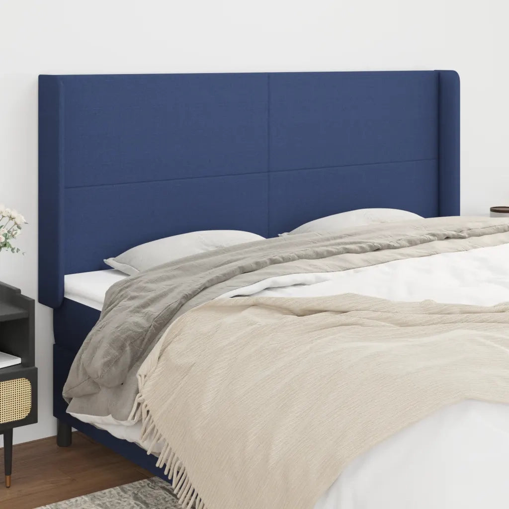 Testiera ad Orecchio-Testata con Orecchie Blu 203x16x118/128 cm in Tessuto 305072