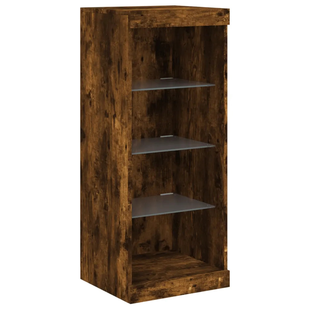 Credenza con Luci LED-Buffet-Armadio da cucina Rovere Fumo 162x37x100 cm 929536