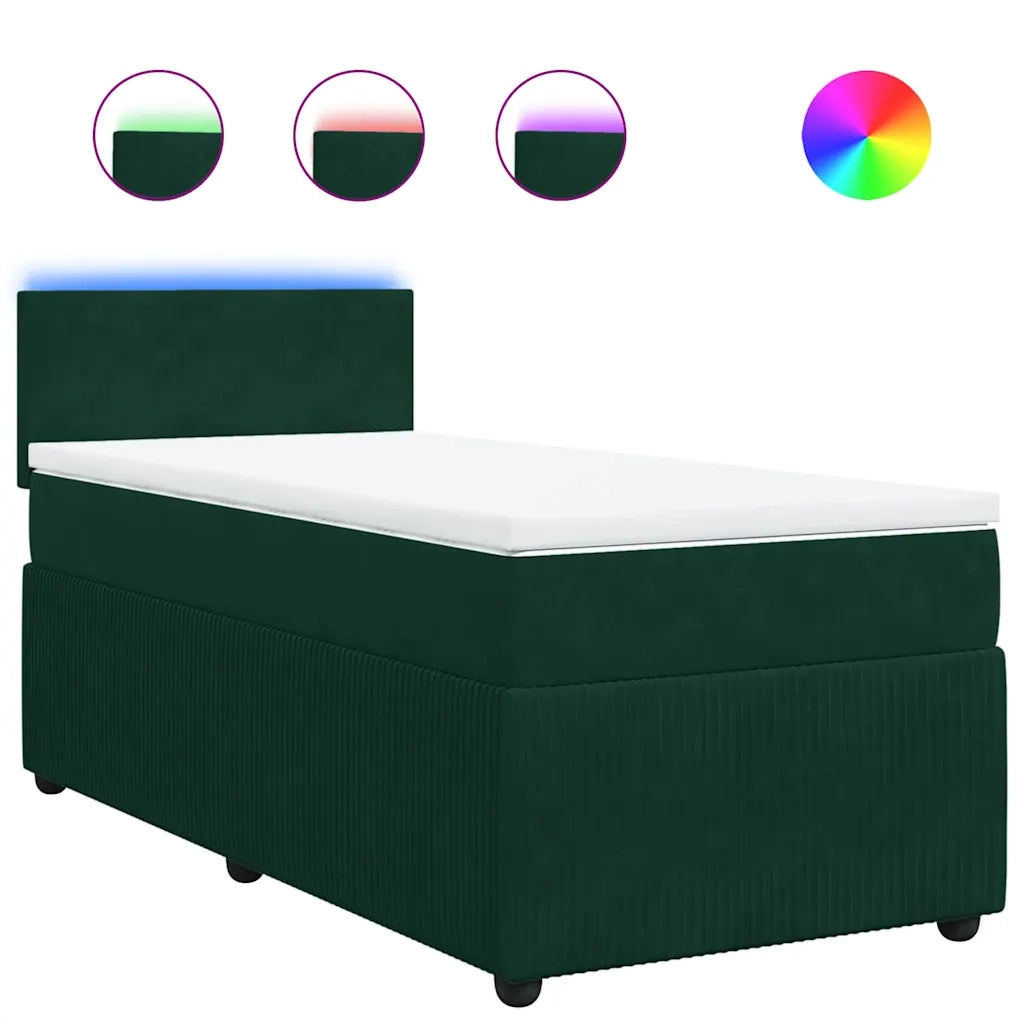 Giroletto a Molle con Materasso Verde Scuro 90x200 cm Velluto