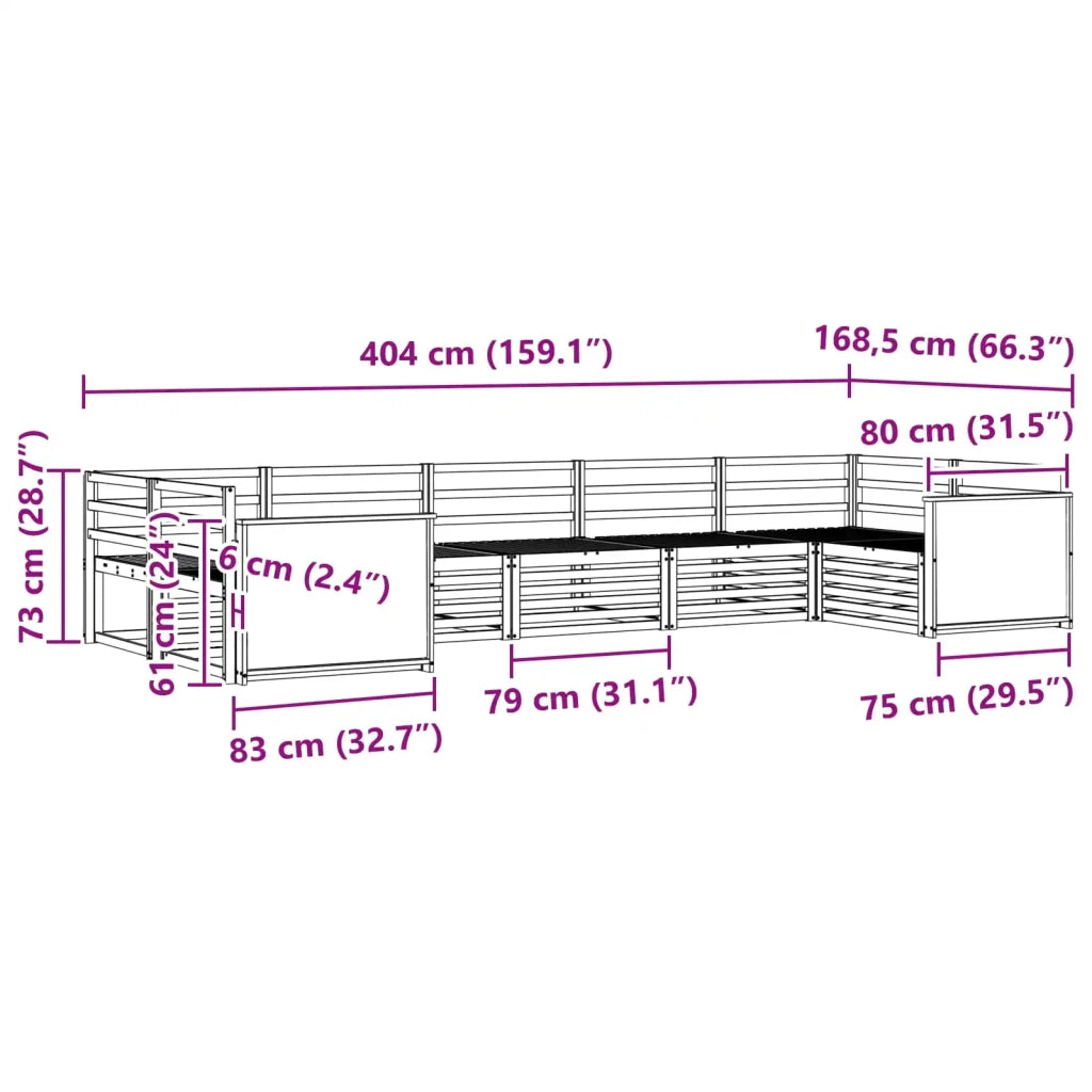 Set di divani da esterno 7 pz Naturale Legno di Acacia Massello 3383802