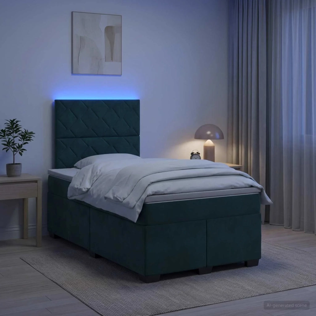 Letto box spring con materasso Verde Scuro 120 x 190 cm Velluto 3455075
