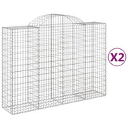 Set di 2 gabbioni ad arco per recinzione gabbia o muro di contenimento 200 x 50 x 140/160 cm ferro zincato argento 02_0041349