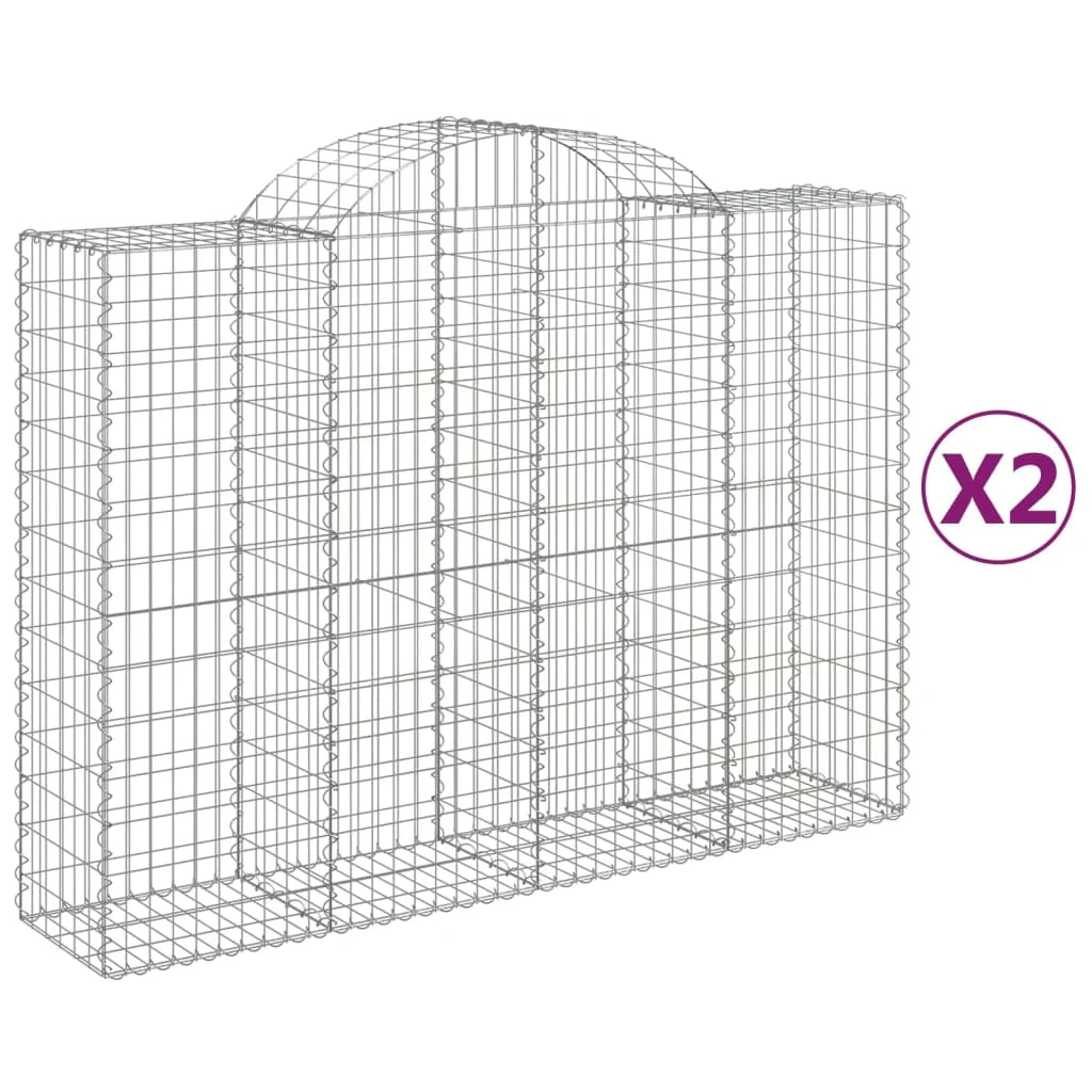 Set di 2 gabbioni ad arco per recinzione gabbia o muro di contenimento 200 x 50 x 140/160 cm ferro zincato argento 02_0041349