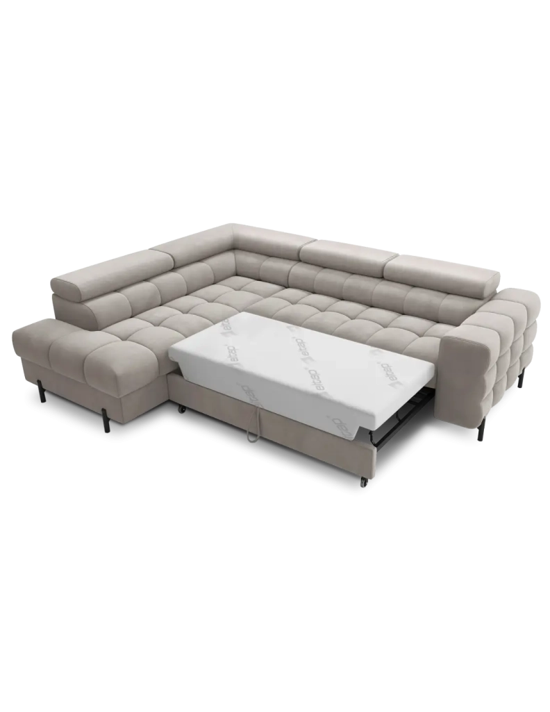 Divano letto Beige FERRUM 5 posti angolo sinistro salotto familiare 276x93x200cm