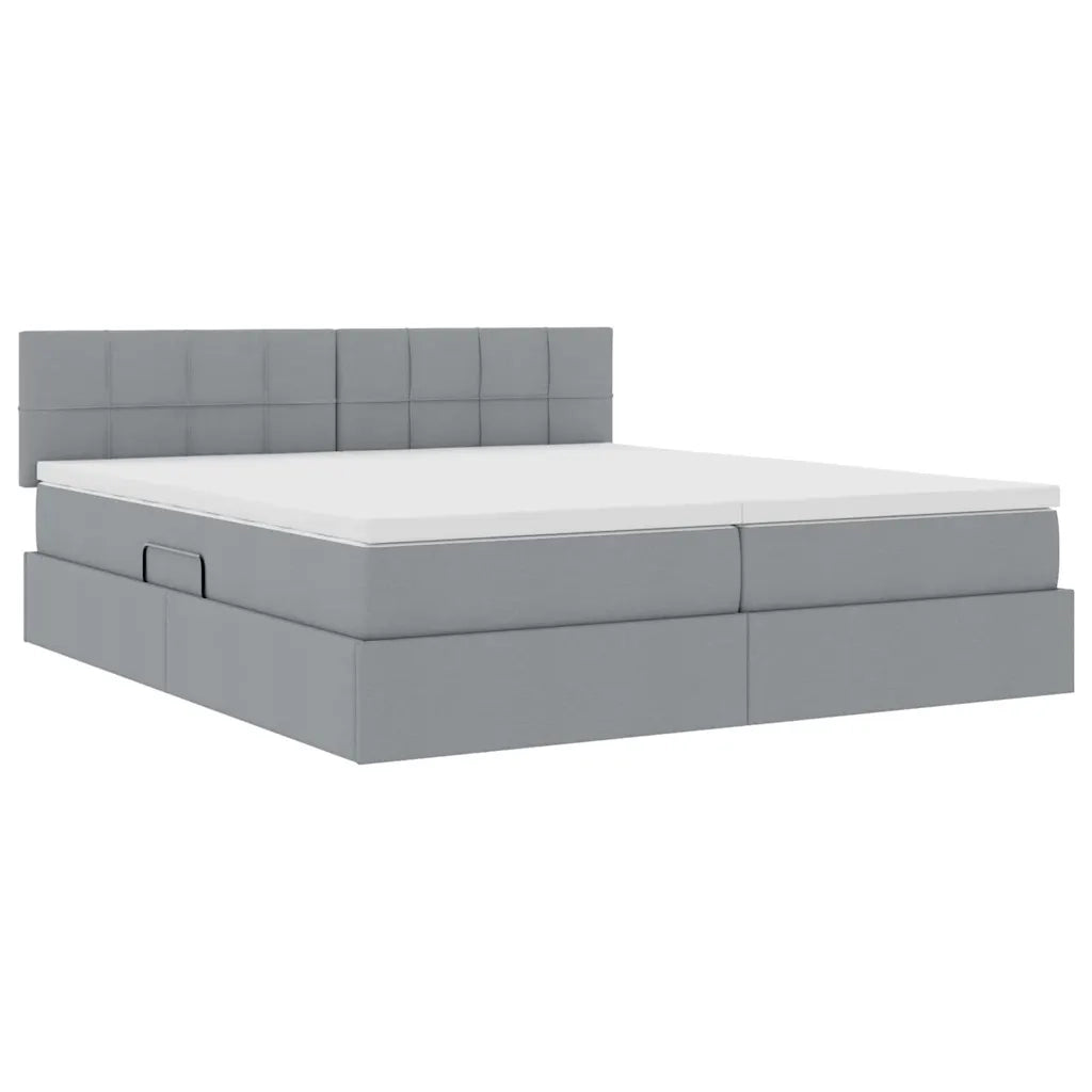 Letto con Contenitore con materasso Grigio chiaro 200 x 200 cm 3370931