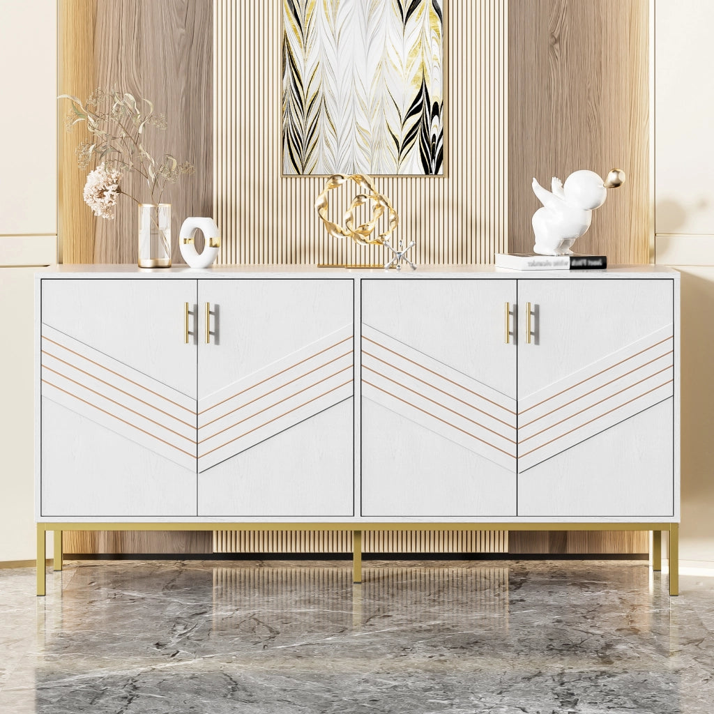 MADIA 4 ANTE 160x40x80,5 cm MDF Bianco e effetto legno