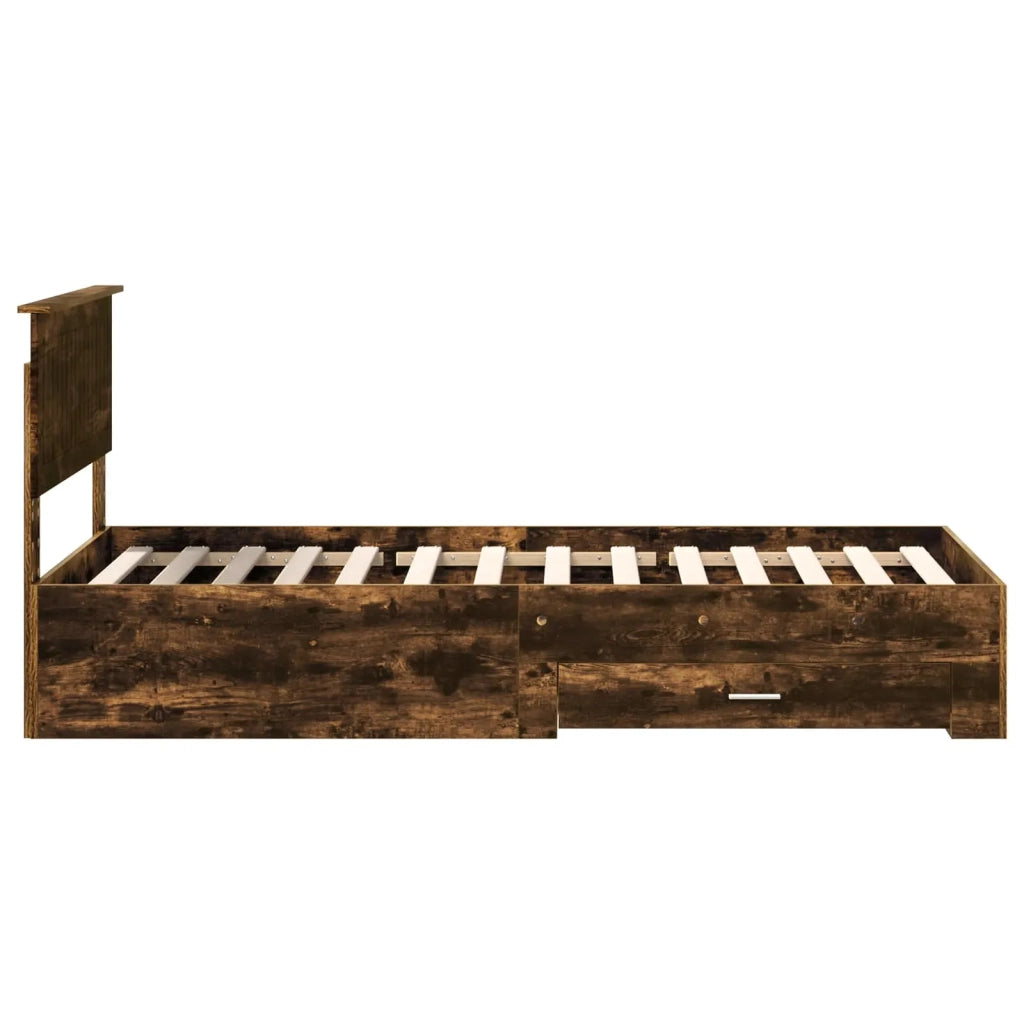 Letto singolo | Letto per adulti | Struttura del letto Rovere fum¨¦ 90 x 190 cm Legno multistrato