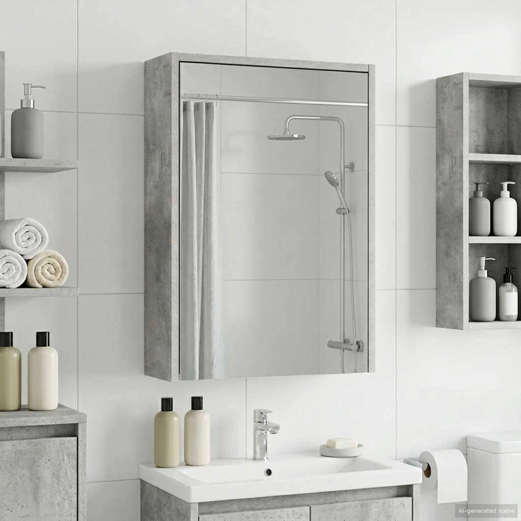 Mobiletto per specchio da bagno Grigio cemento 889138