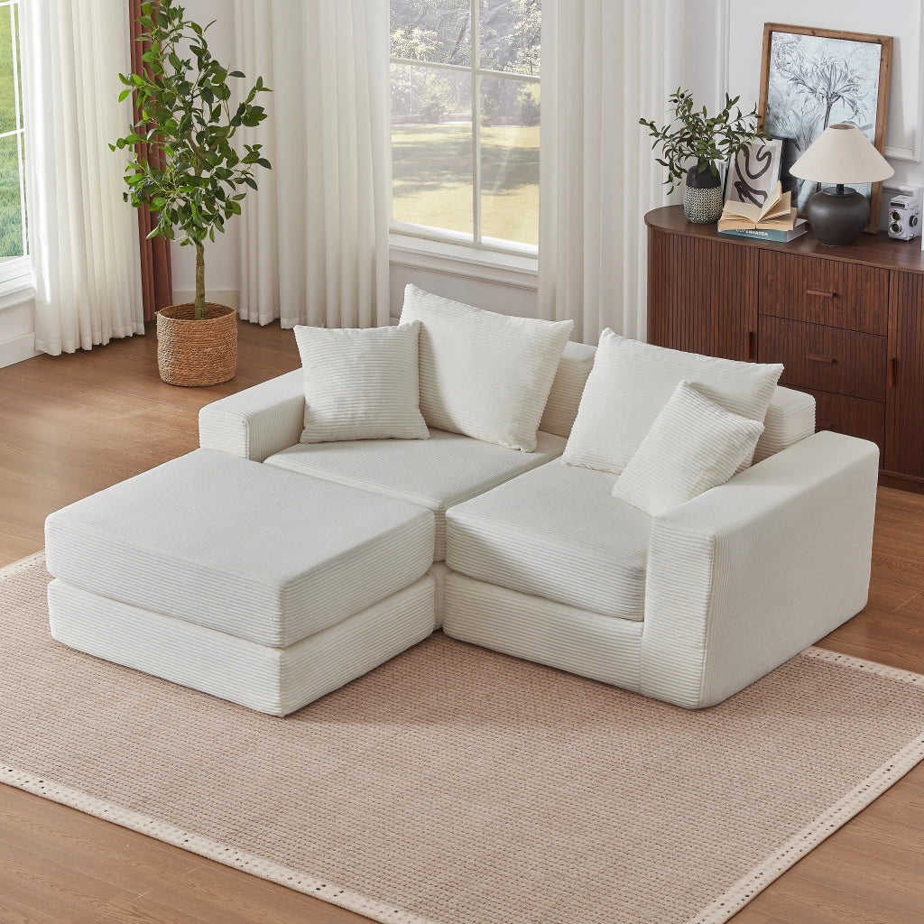 DIVANO modulare 259,5x96x80 cm bianco con base antiscivolo