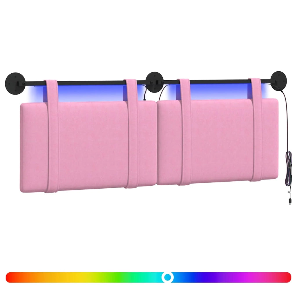 Testiera sospesa Con luce LED Rosa Tessuto 3423947