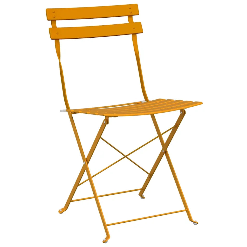 Set Bistro Pieghevole 3 pz | Set Salotto da Giardino Senape Acciaio