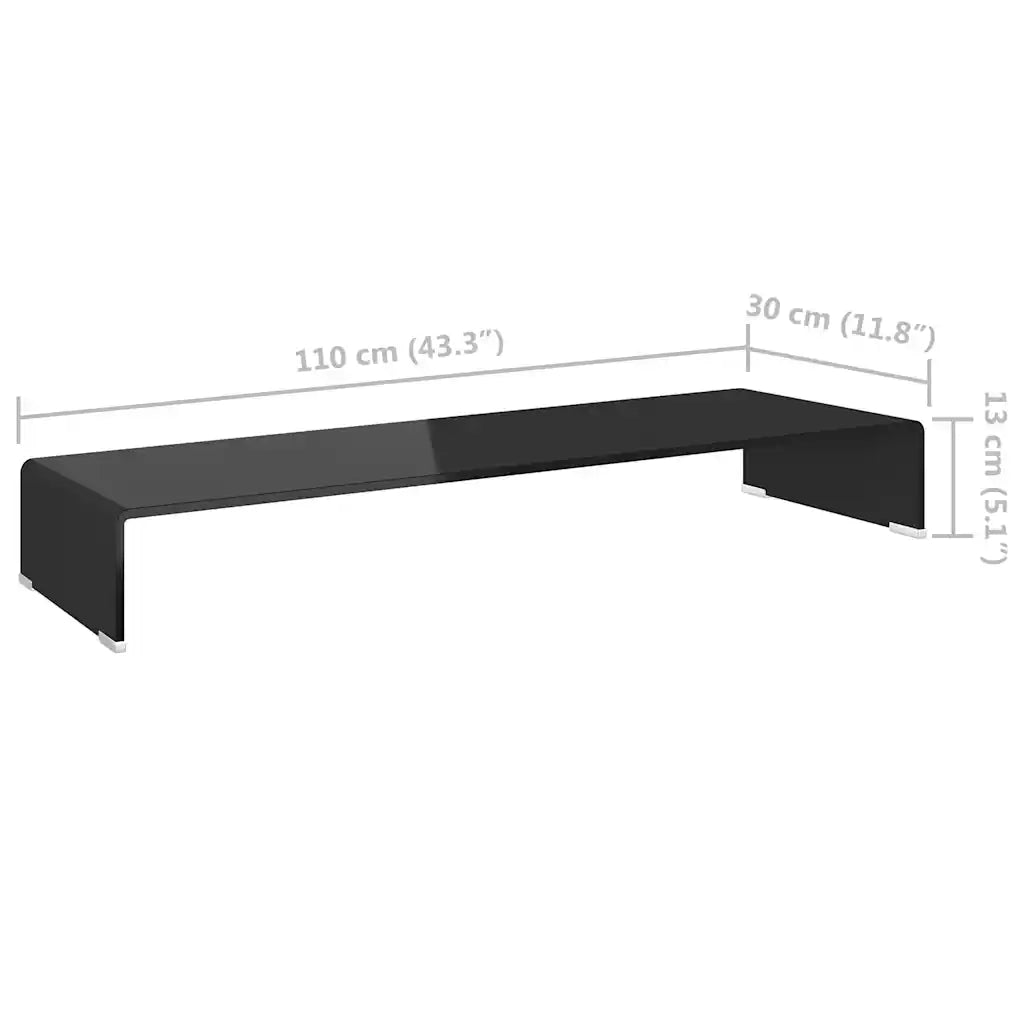Mobile/Rialzo Porta TV-Supporto per TV in Vetro Nero 110x30x13 cm