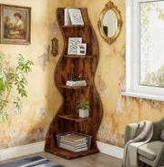 Scaffale angolare a 5 ripiani in legno marrone