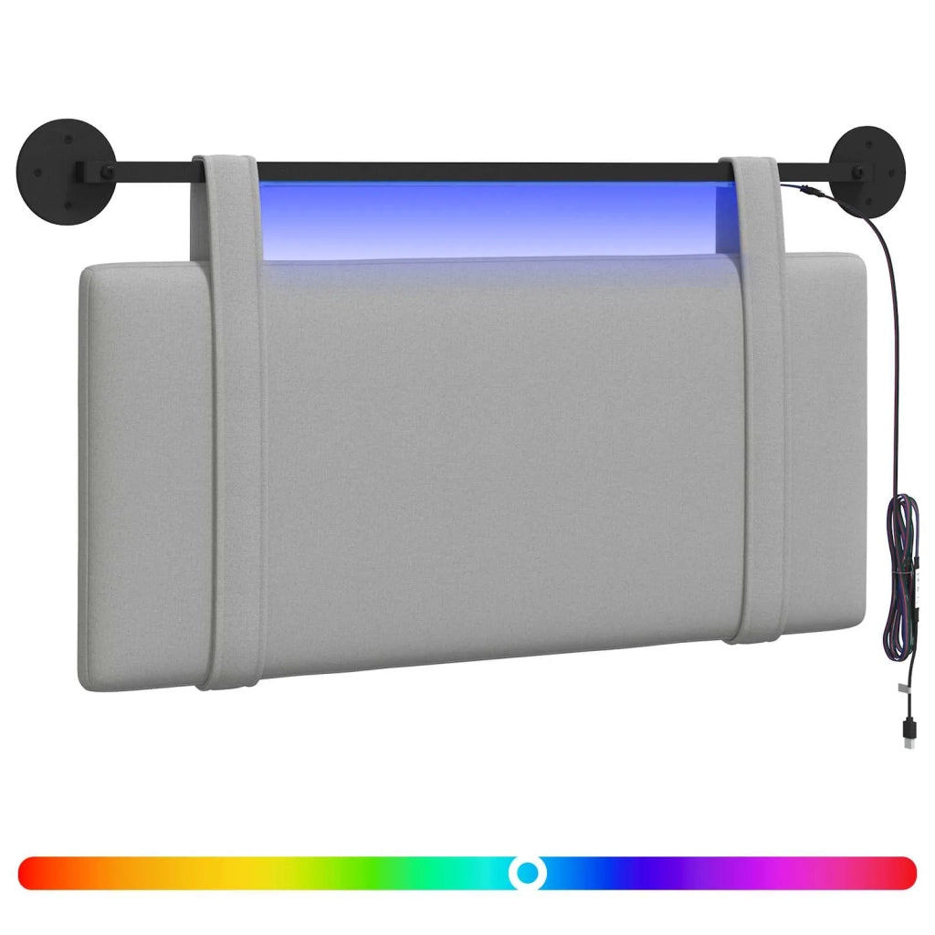 Testiera sospesa Con luce LED Grigio Nuvola Tessuto 3423846