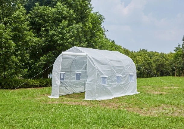 Serra Tunnel da Giardino 4x2x2m ¨C Xylo ¨C 6 Finestre Traspiranti Porta Avvolgibile Bianco