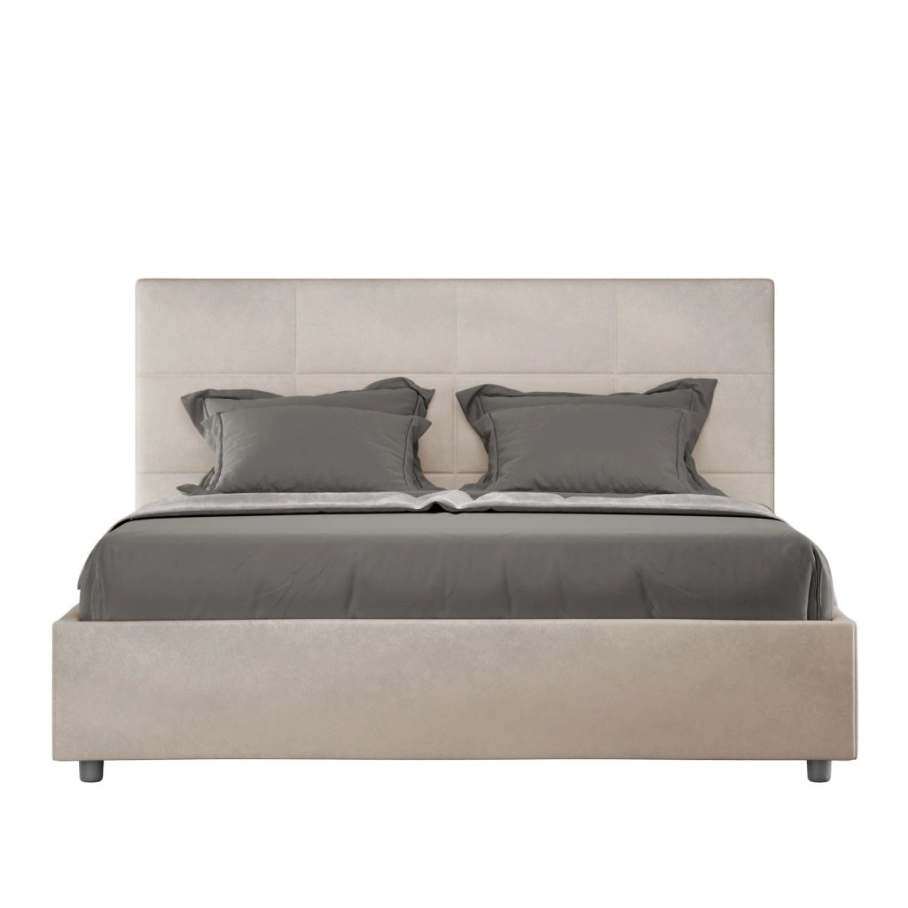 ityhome Letto matrimoniale king size senza rete imbottito 170x190 microfibra sabbia Mika