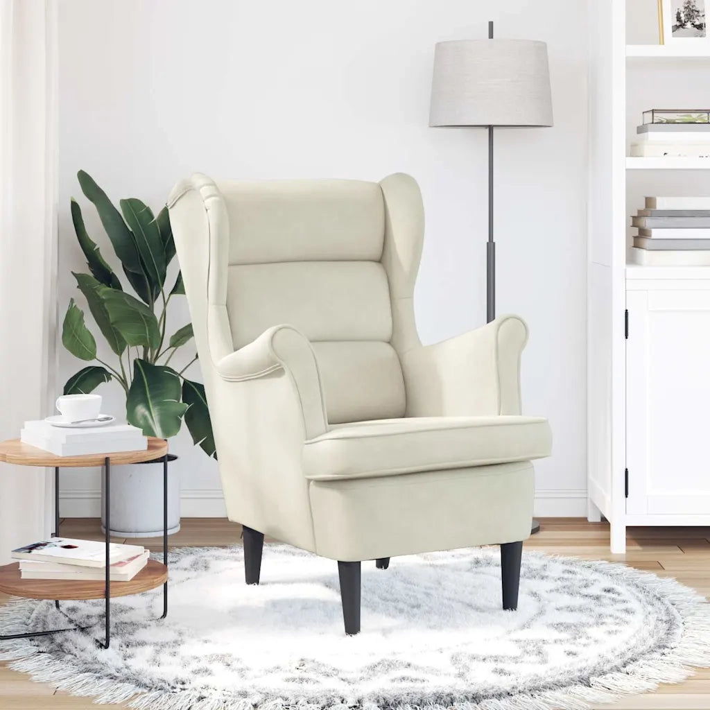 Poltrona-Poltroncina Bianco Crema in Velluto