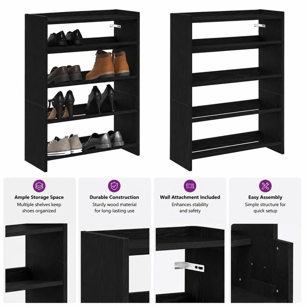 Scaffale per scarpe nero, 60x25x81 cm – moderno e versatile, adatto a ogni arredamento, regalo elegante