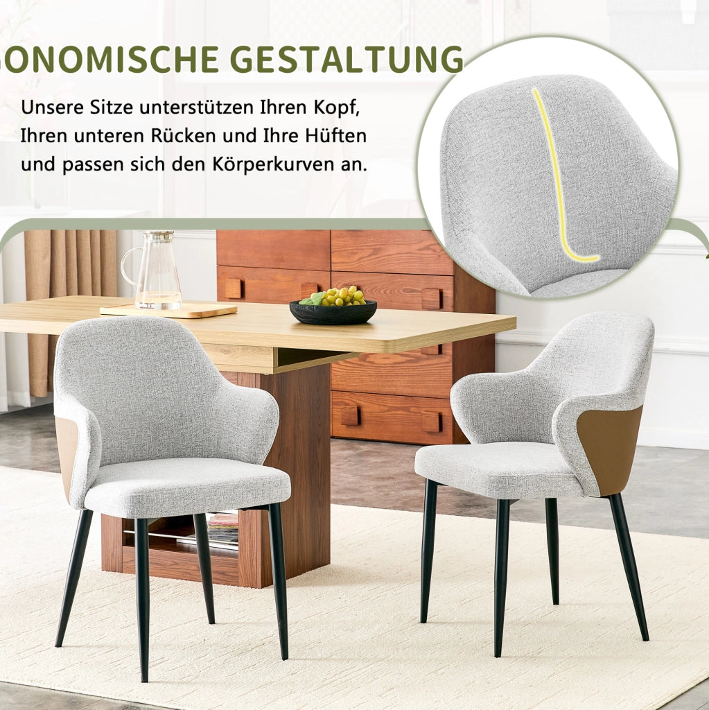 Set di 2 sedie da pranzo grigio chiaro con gambe nere