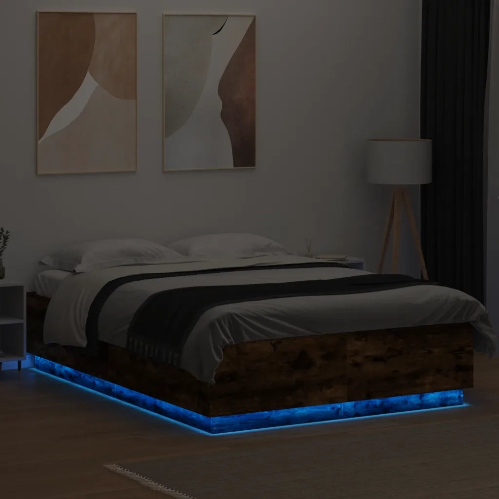 Giroletto con Luci LED Rovere Fumo 140x200 cm Legno Multistrato 3209615