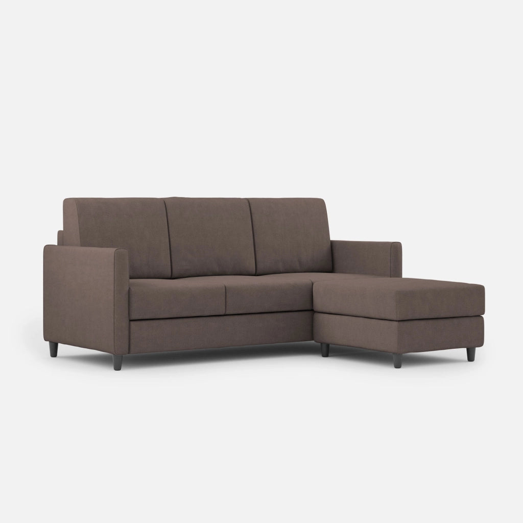 Divano 3 Posti con Pouf 198x155x85 cm Karay in Tessuto Talpa