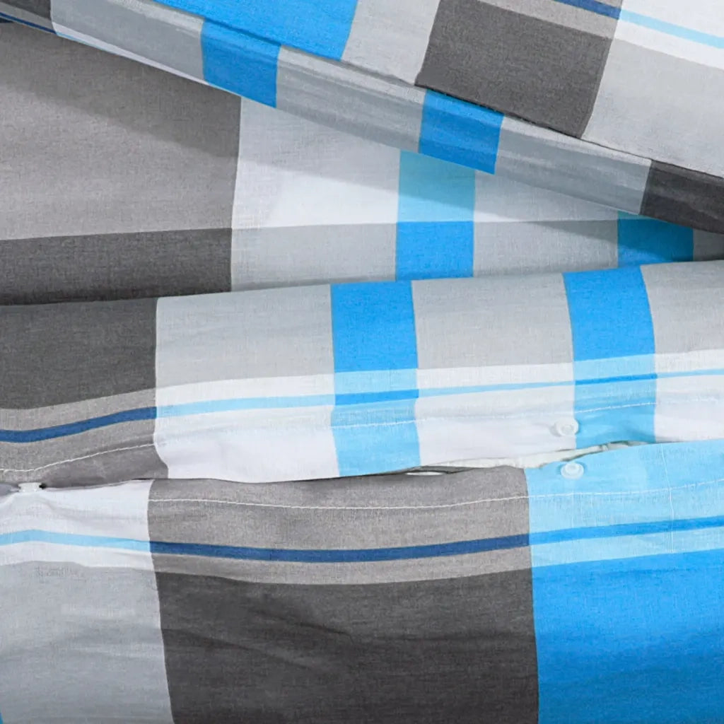 Set Copripiumino Blu e Grigio 135x200 cm in Cotone 136069
