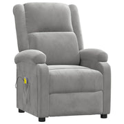 Poltrona Massaggiante | Sedia Relax Grigio Chiaro in Velluto