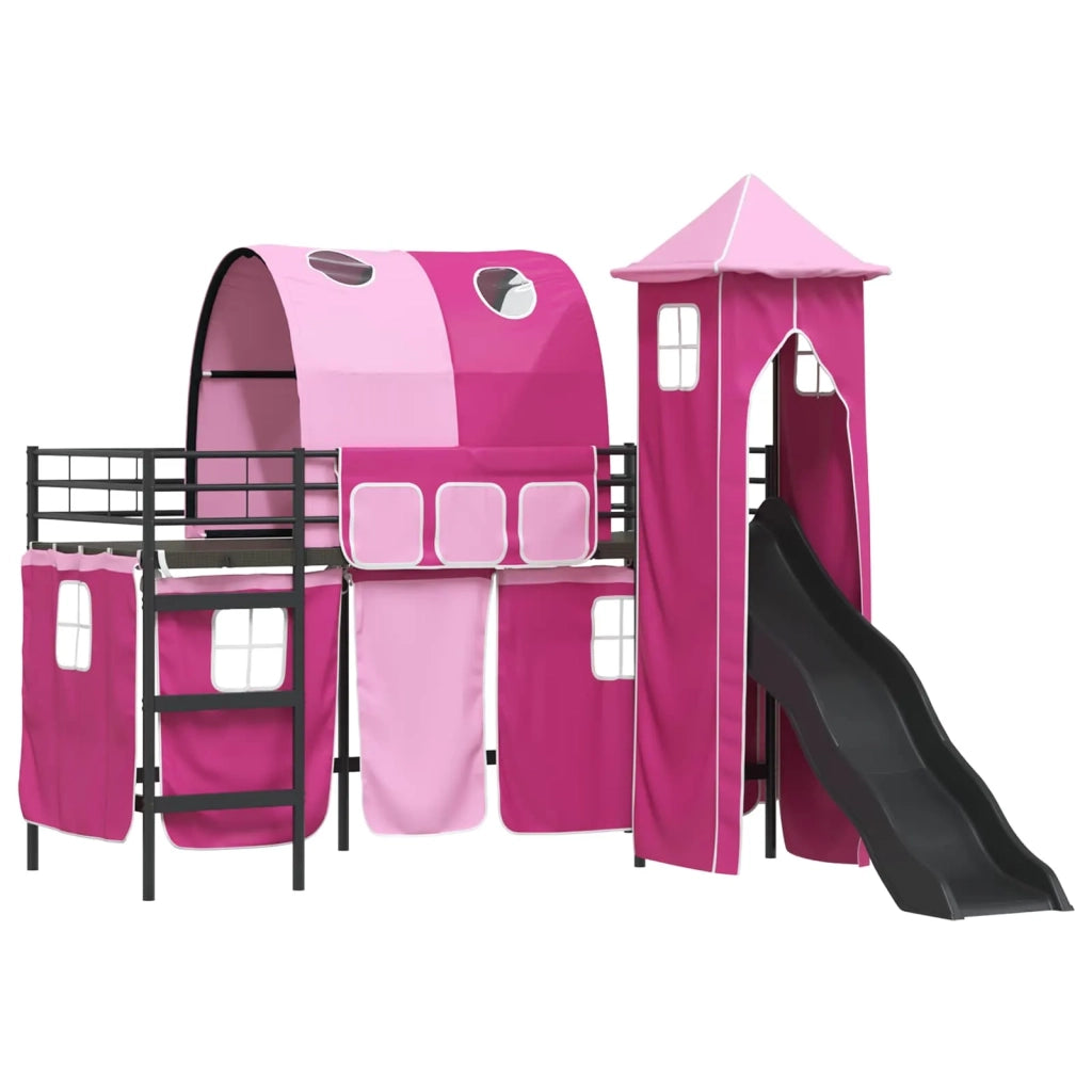 Struttura del letto loft per bambini Nero e rosa 90 x 190 cm 42020887