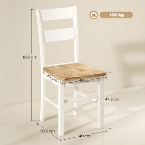 Set di sedie da cucina 40x50.5x88.5 cm con schienale curvo in legno di caucciù