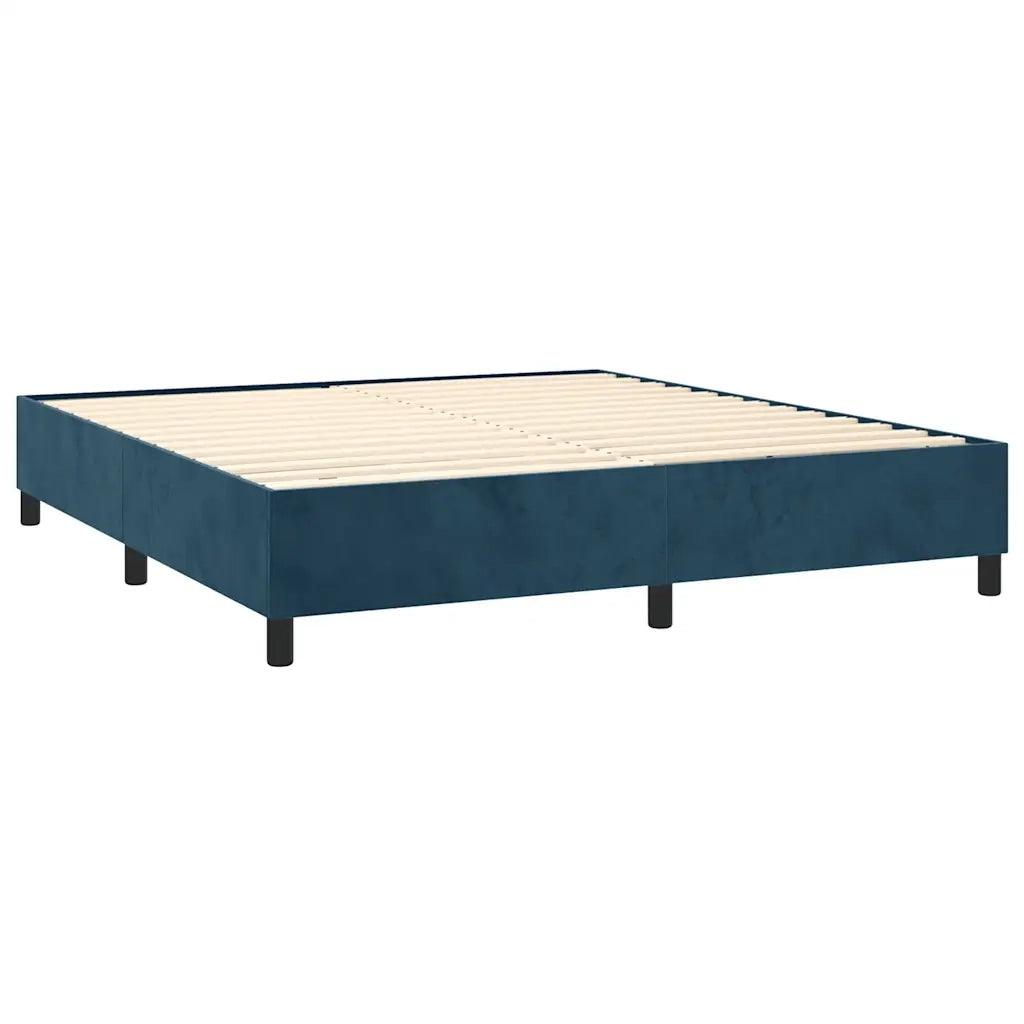 Letto a Molle con Materasso e LED Blu Scuro 180x200 cm
