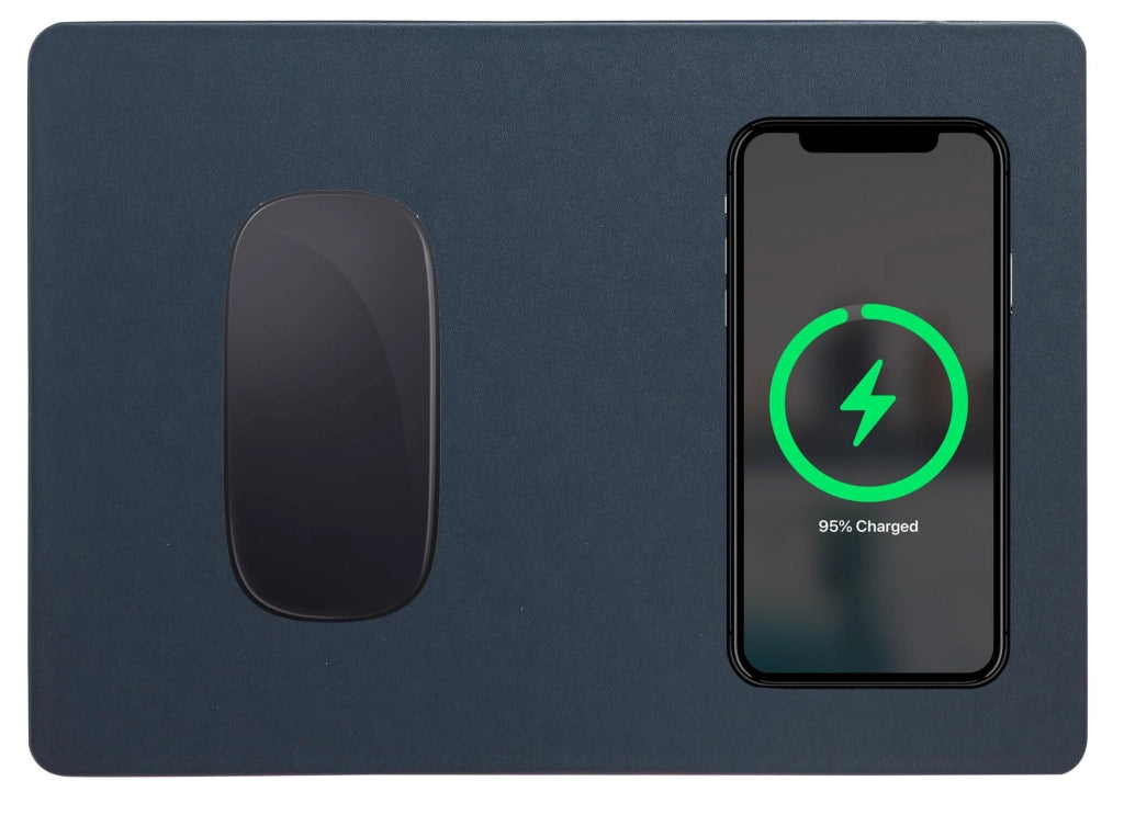 Tappetino per Mouse 20,5x30,5x0,5 cm con Base di Ricarica Wireless Blu Notte