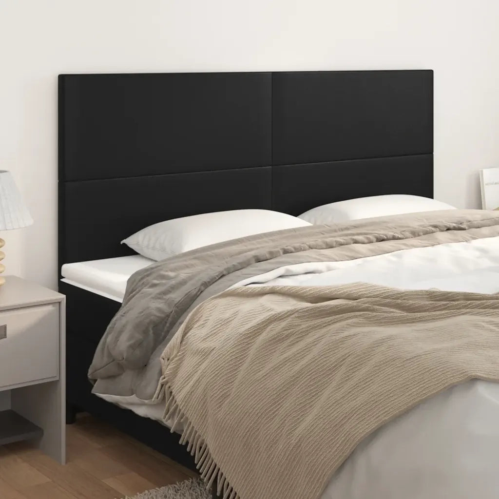 Testiera | Testata Nera 200x5x118/128 cm in Similpelle