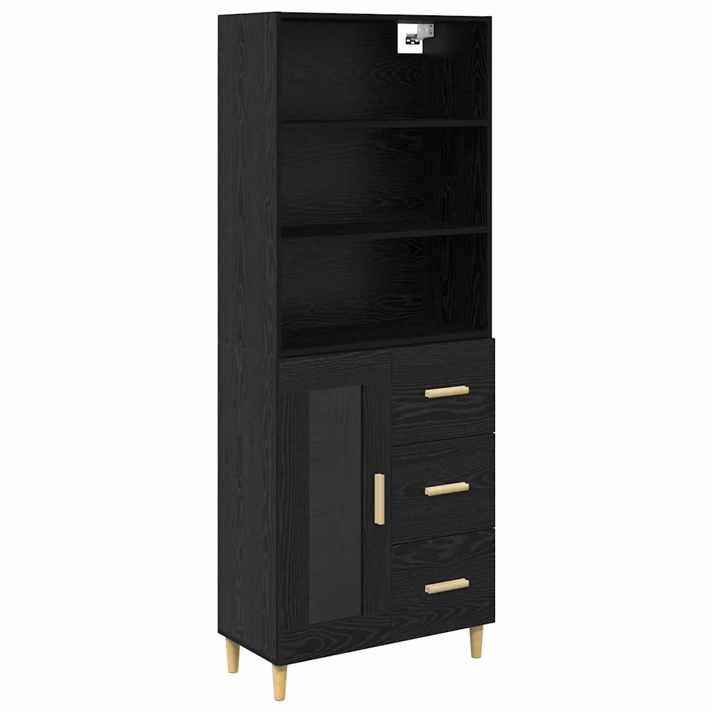 Credenza | Madia | Buffet da pranzo | Armadio da pranzo Rovere Nero 69,5 x 32,5 x 180 cm Legno multistrato