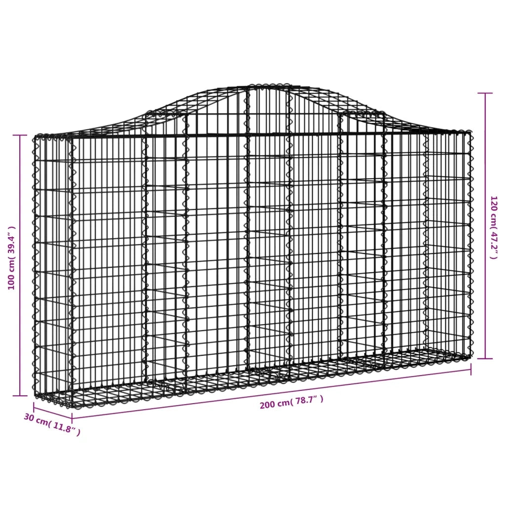 Cesti Gabbioni ad Arco 14 pz 200x30x100/120 cm Ferro Zincato 3145442