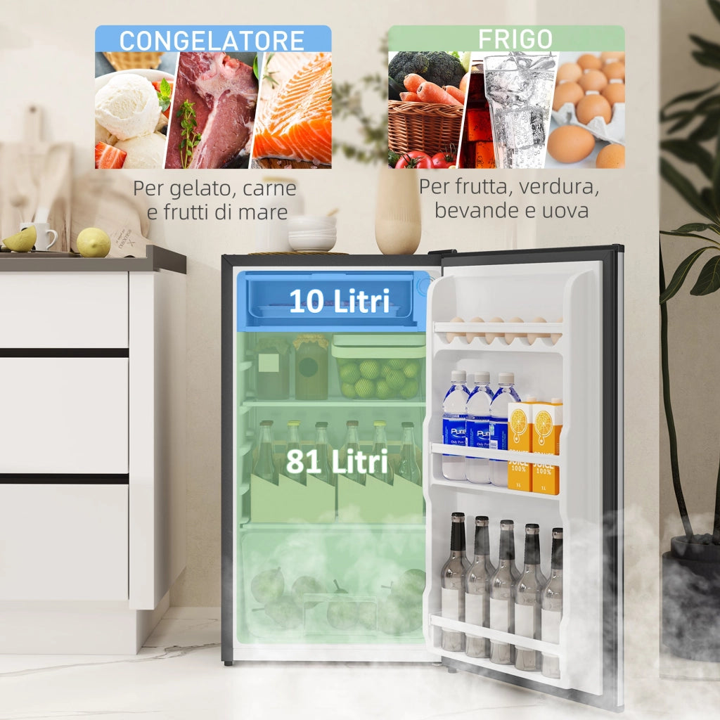 Frigorifero Piccolo da 91L Cella Freezer Superiore Argento
