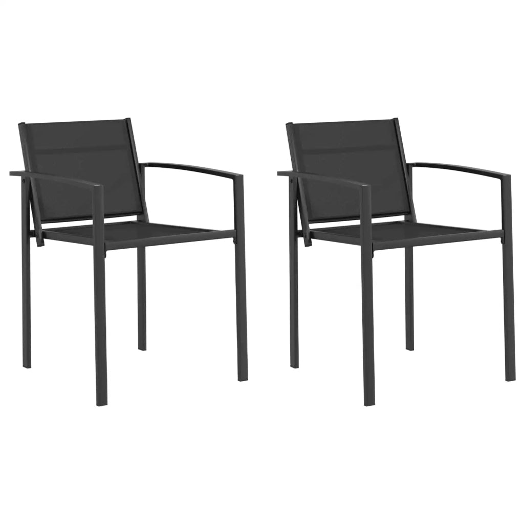 Sedie da giardino 2 pz Nero e antracite Tessuto Textilene 42025098