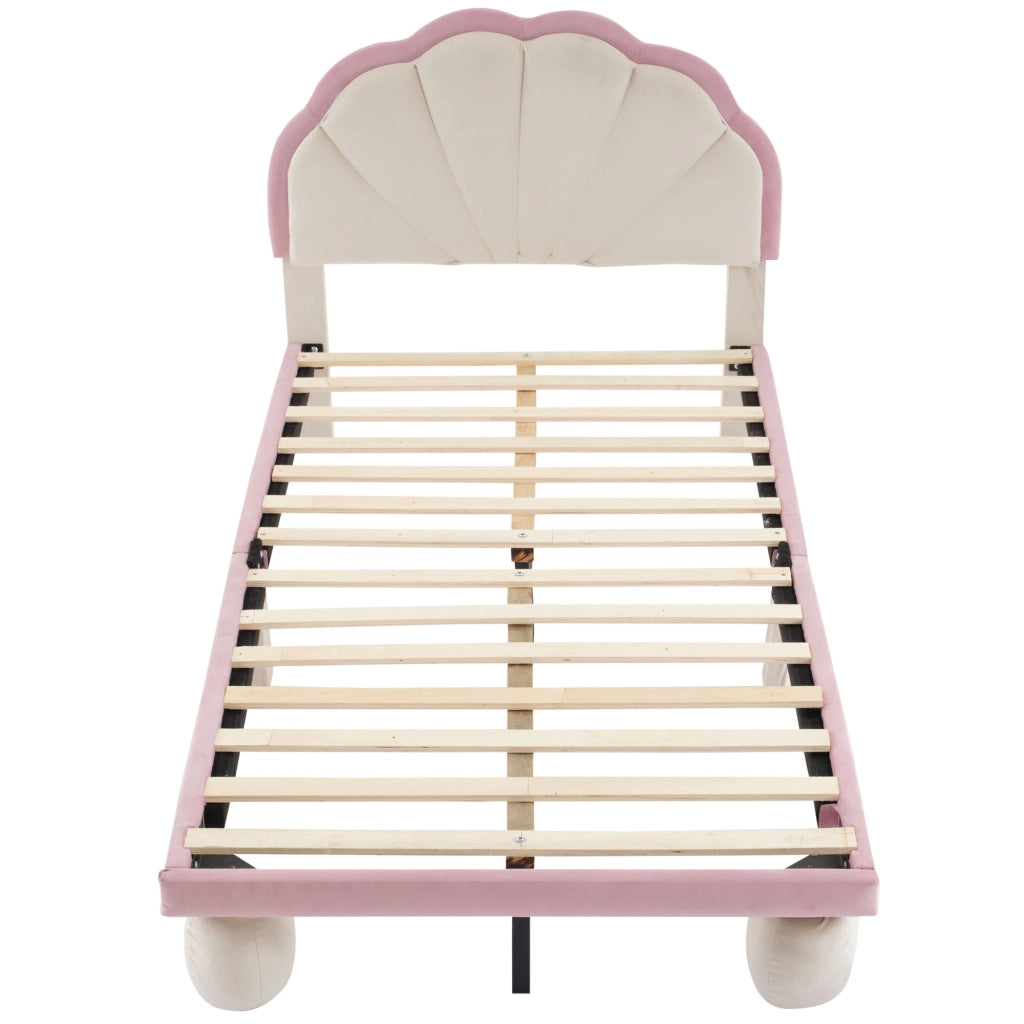 letto imbottito velluto beige rosa 90x200 cm
