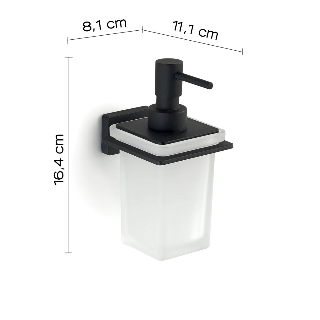 Dosasapone con erogatore da muro in acciaio inox e Cromall 4481 Gedy serie ATENA Nero Opaco